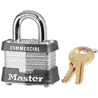 Master Lock 3KA 3202 Padlock, Keyed Alike Key, Open Shackle, 9/32 in Dia Shackle, 3/4 in H Shackle, Steel Shackle