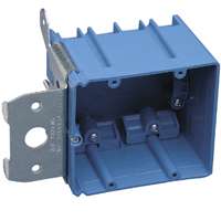 Carlon B234ADJ Outlet Box, 2 -Gang, PVC, Blue, Bracket Mounting