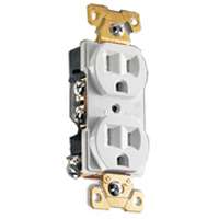 Eaton Wiring Devices 827W-BOX Duplex Receptacle, 2 -Pole, 15 A, 125 V, Side Wiring, NEMA: 5-15R, White