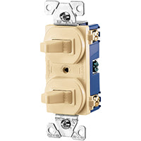 Eaton Wiring Devices 275V-BOX Combination Toggle Switch, 15 A, 120/277 V, Screw Terminal, Steel Housing Material