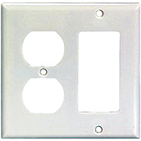 Eaton Wiring Devices 2157W-BOX Combination Wallplate, 4-1/2 in L, 4-9/16 in W, 2 -Gang, Thermoset, White